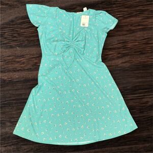 Levi’s Skylar Flutter Sleeve Mini Dress Large Green Floral Boho Cottagecore NWT